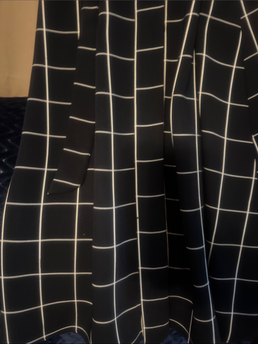 Maggy London Navy Blue and White Windowpane Sleeveless Maxi Shirtdress - Picture 6 of 10